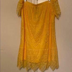 Yellow off the shoulder dress